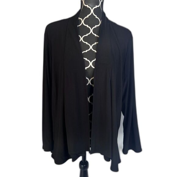 Frank Lyman Design Black Basic Open Front Jersey Cardigan Size 20 - Picture 1 of 9
